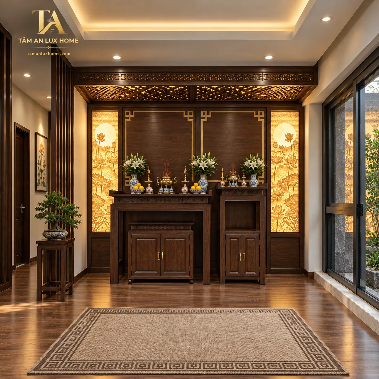 Không gian phòng thờ gỗ cao cấp Tâm An Lux Home