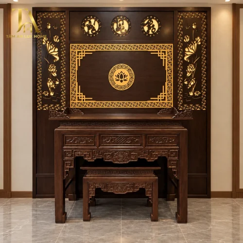 Phòng Thờ Gia Tiên Gỗ Hương Ốp Hậu Phúc Lộc Thọ Phòng Thờ Gia Tiên Gỗ Hương Ốp Hậu Phúc Lộc Thọ